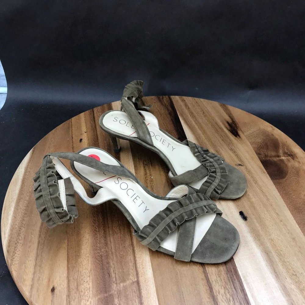 Sole Society Green Strappy Ankle Strap Adjustable Sandals Womens Size 6 B